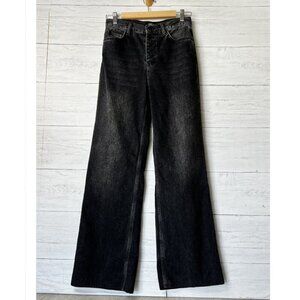 Rails Jeans Womens Size 26 Black The Getty High Rise Wide Leg Button Fly